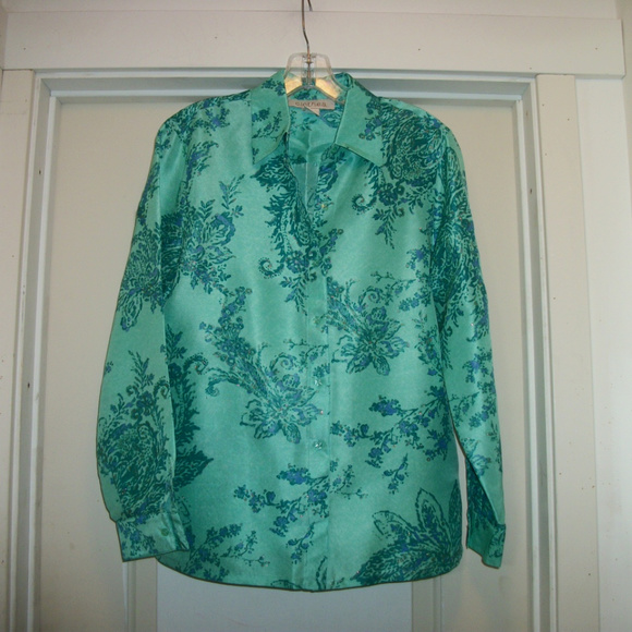 BEAUTIFUL C.L.O.T.H.E.S AQUA TEAL SILK BLING BL 6 - Picture 2 of 6
